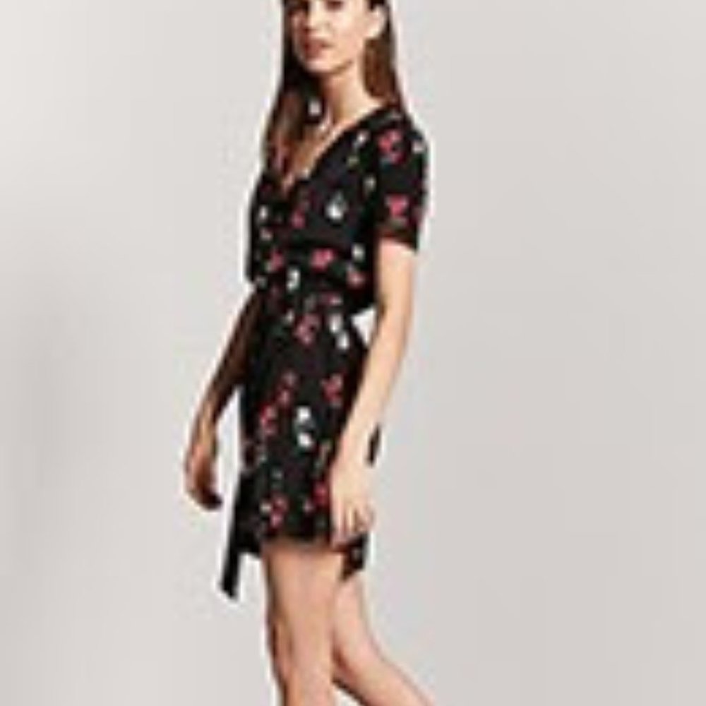 Forever 21 Black Floral Wrap Dress